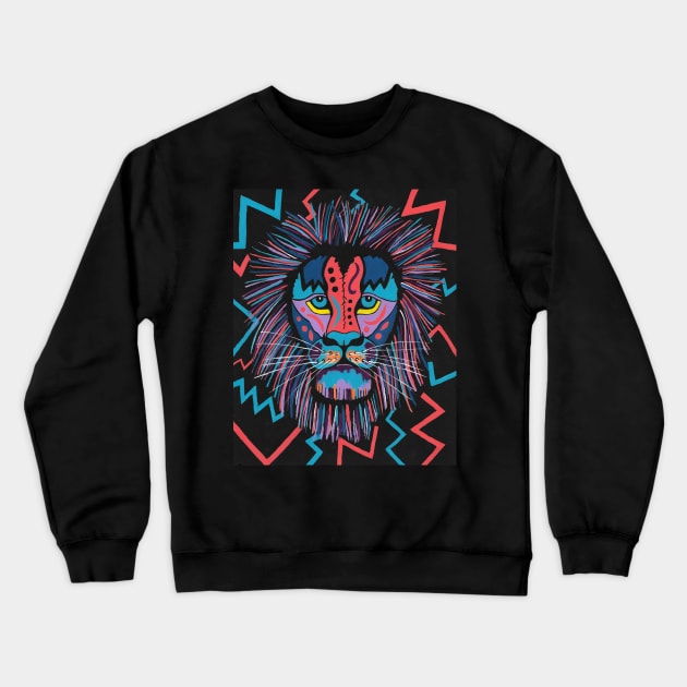 TRIBAL Lion  Lover Acrylic Painting Crewneck Sweatshirt by SartorisArt1